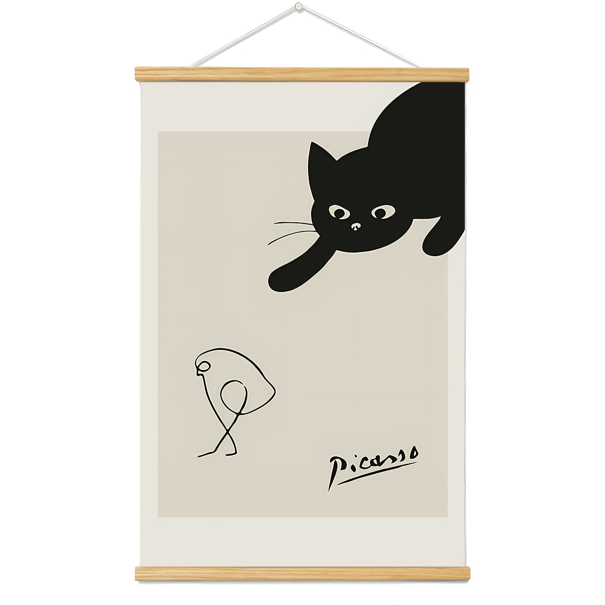 面白い黒猫の壁アート有名な絵画の中の猫のポスター古いギャラリーウォールデコレーションの写真、フレーム付きのキャンバスアート、オフィスホームデコレーションベッドルームリビングルームウォールデコレーション用、20*29インチ