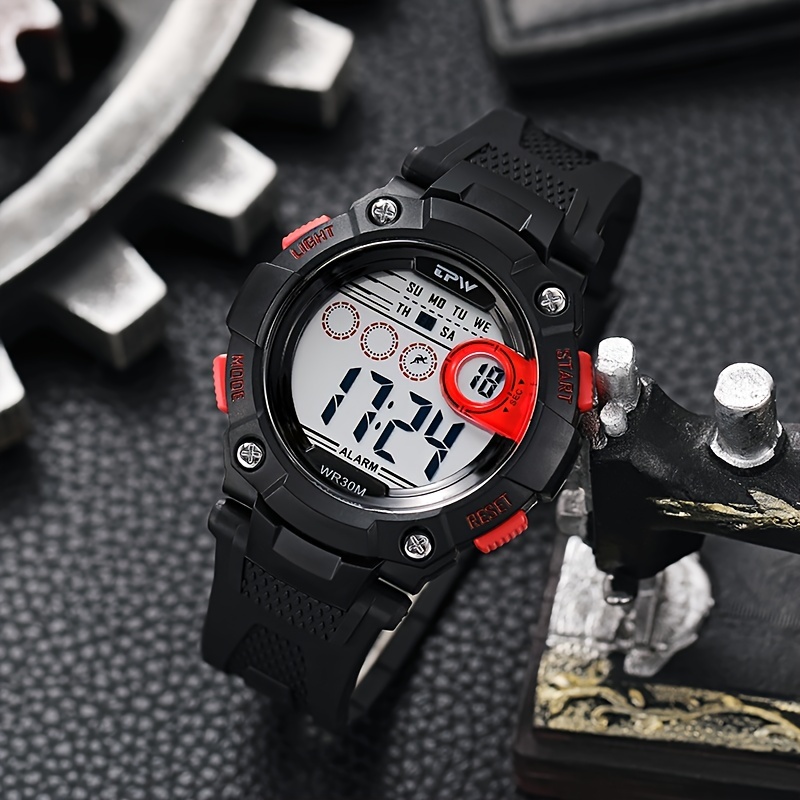 Black White Sports Wrist Watch Round Digital Watch - Temu