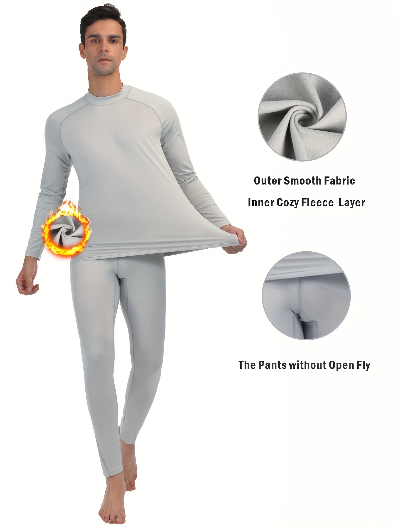 Long Johns Thermal Underwear Set Men Fleece Warm Base Layer - Temu