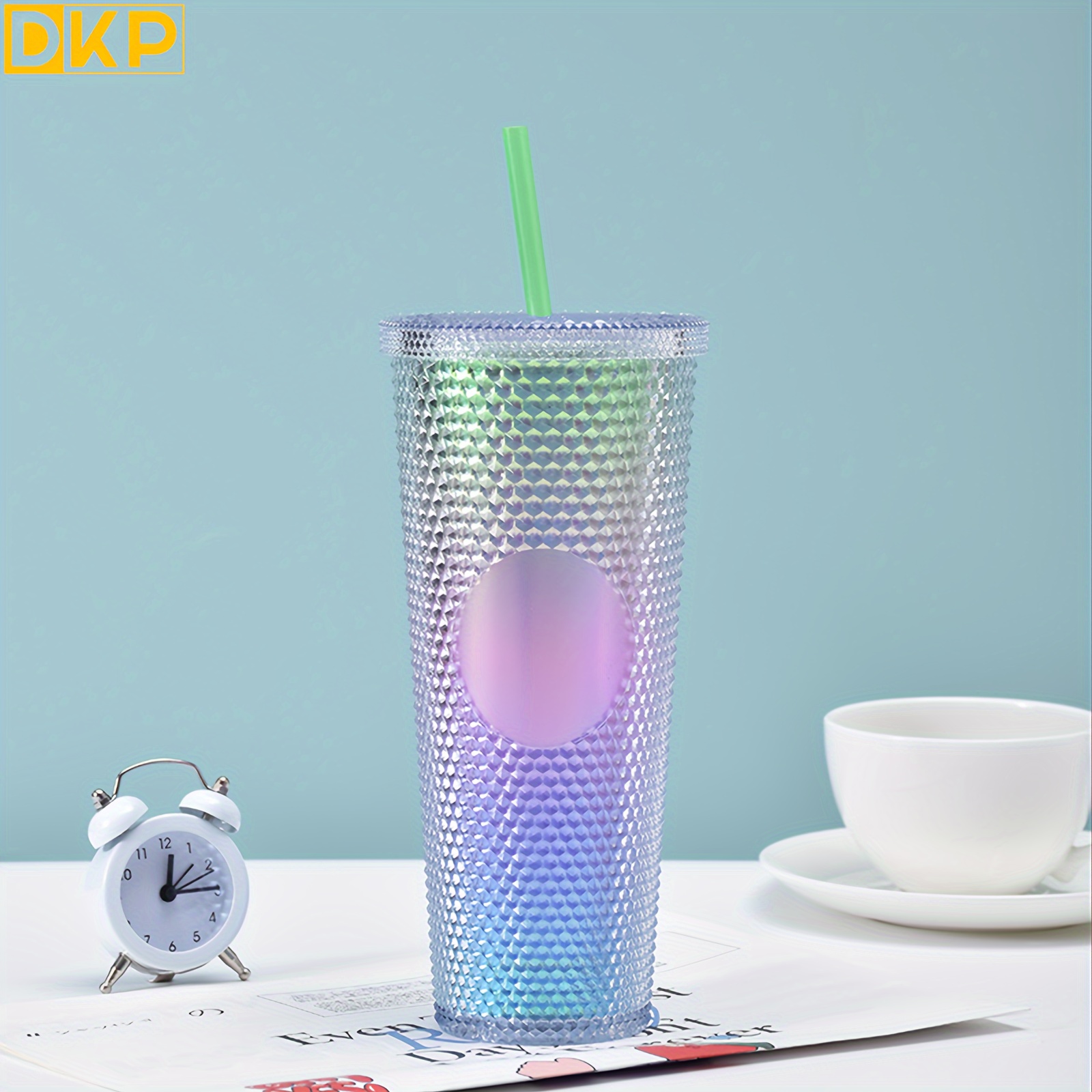 Matte Studded Double Wall Water Tumbler with Straw and Leak Proof