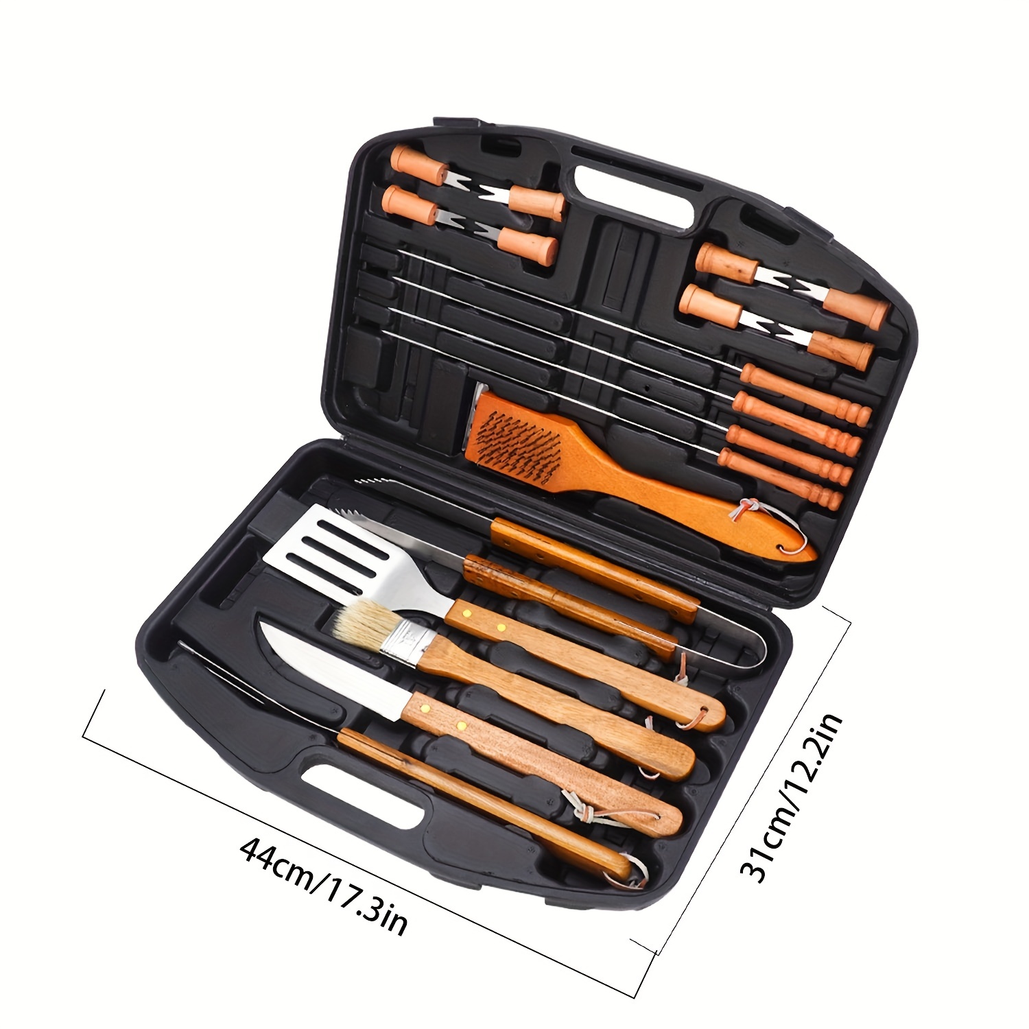 Bbq Grill Tool Set: Wooden Handle Barbecue Kit With - Temu