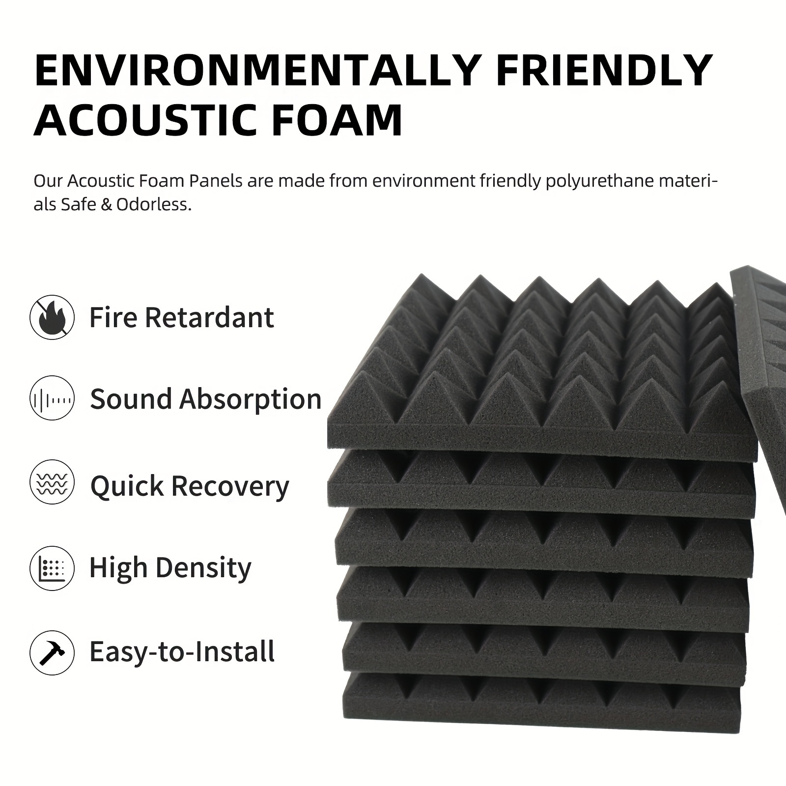 Self Adhesive/no Adhesive Acoustic Foam Panels Pyramid - Temu