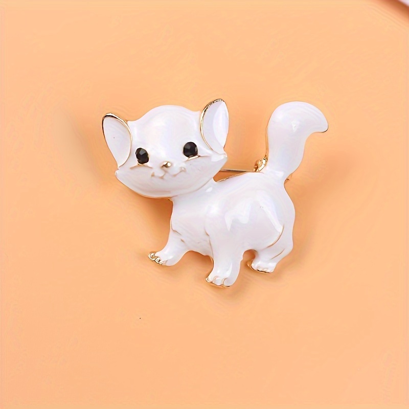 Image of Enamel Cat Brooch For Women Cute And Fashionable Minimalist Animal Brooch Spring And Summer Design Brooch Jewelry Gift