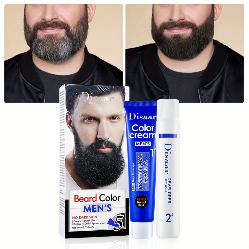 60ml 2pcs Men's Natural Beard Dye Cream Fast Dyeing Paste
