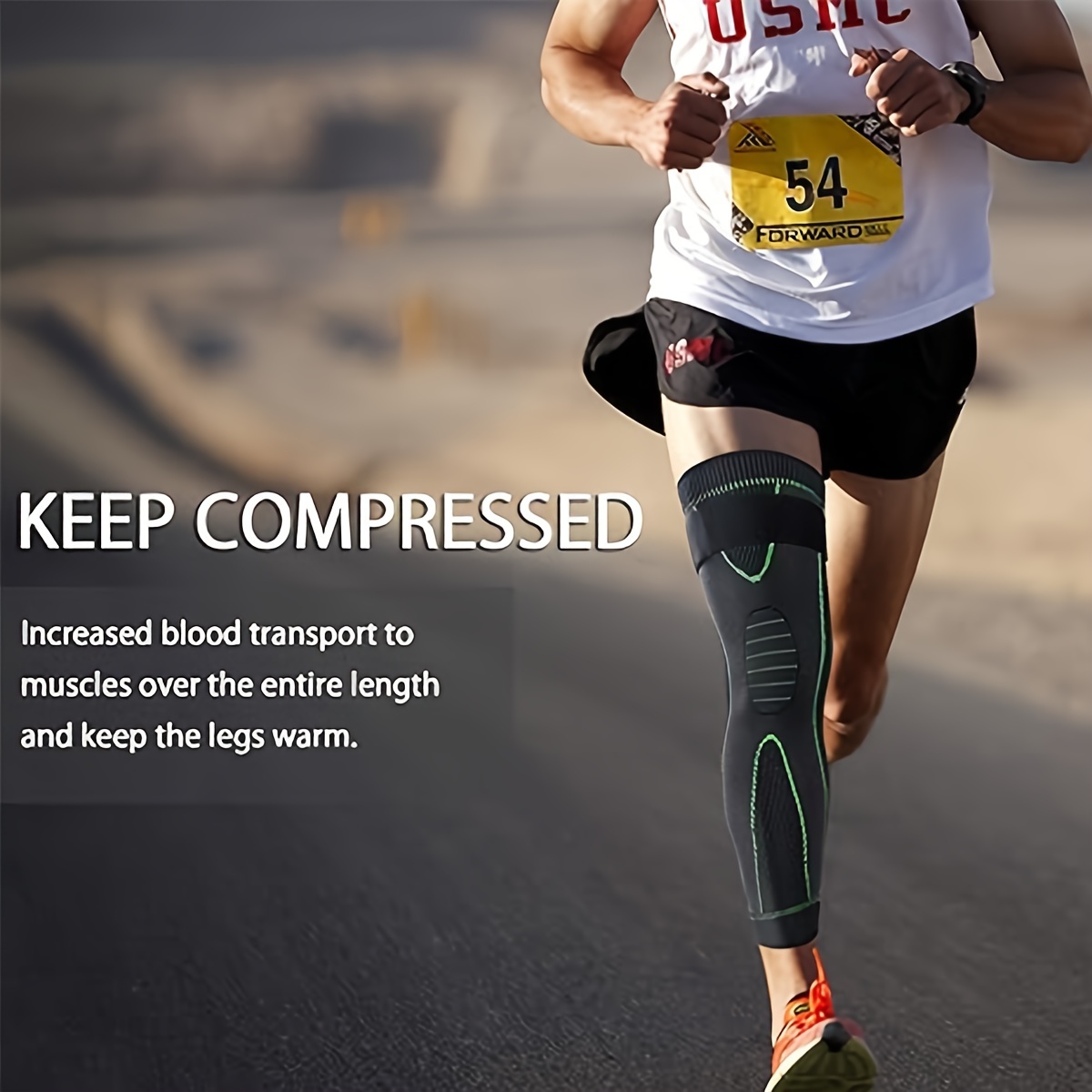 Long Leg Compression Sleeves with Elastic strap,Full Leg Sleeve