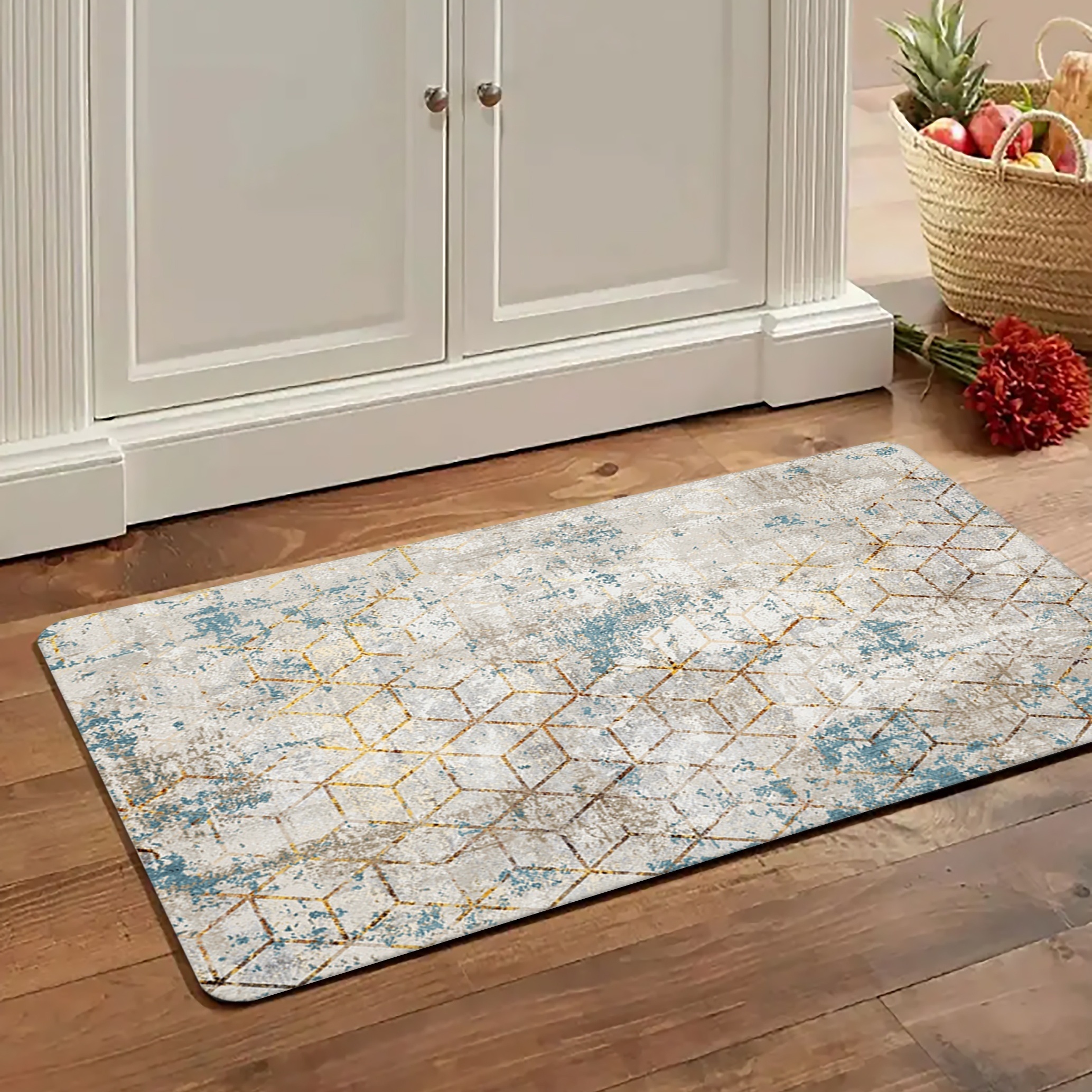 Absorbent Anti Slip Kitchen and Bath Mat Modern Abstract