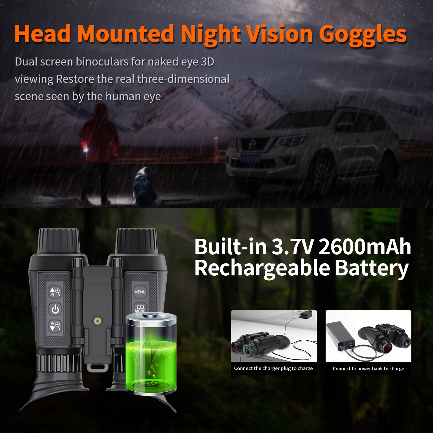 Digital Infrared Night Vision Goggles for Viewing in 100% * Rechargeable  and Recordable, Support Up To 32GB Memory Card Suitable for Hunting a