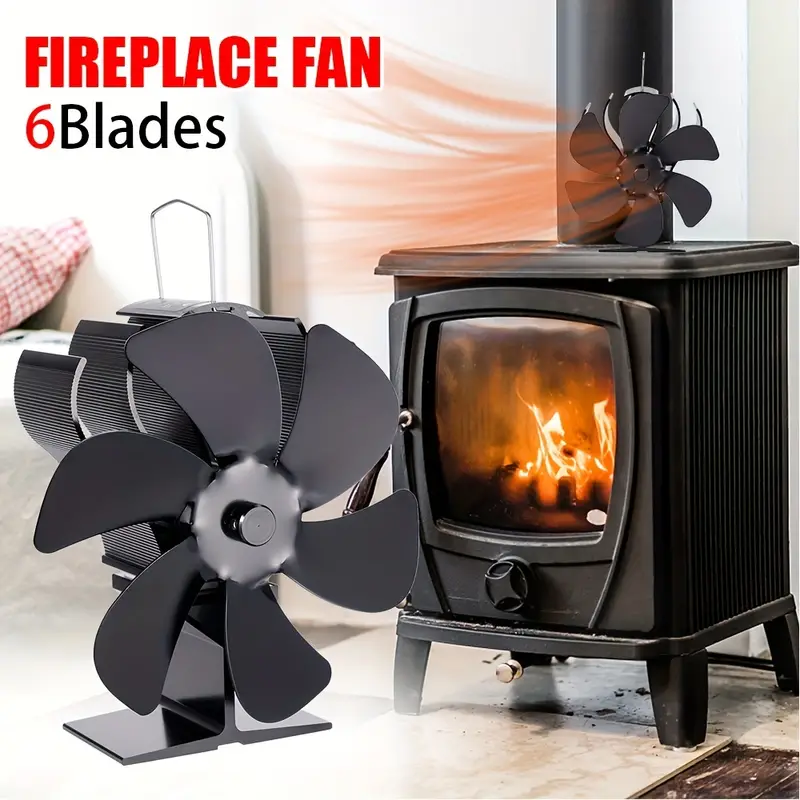 6 Blades Fireplace Fan Wood Stove Fan Non Electric Fan Wood - Temu