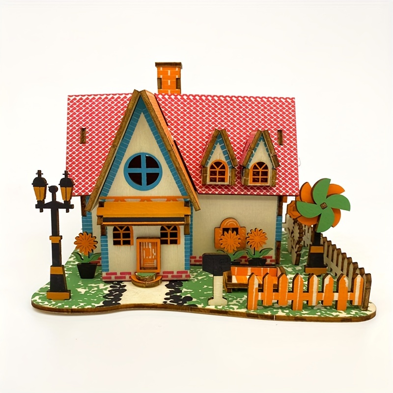 

Wooden 3d Puzzle, Cottages Building Models Puzzle Kits Sunflower Manor Model, Diy Craft Kit, Laser Cut Assembly Model Kit Brain Teaser Three-dimensional Puzzle