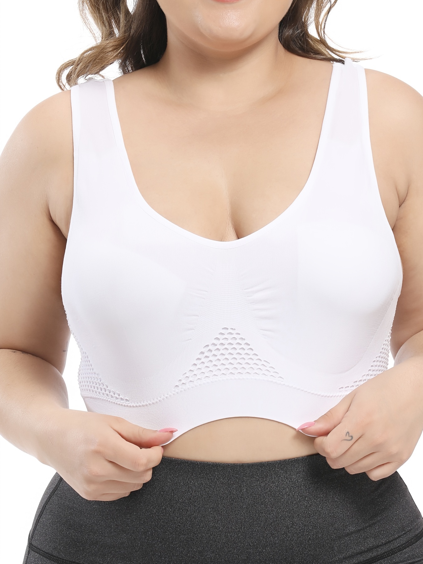 Plus Size Casual Bra Women's Plus Simple High Stretch Full - Temu