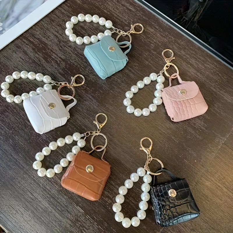 Women's Key Pendant Faux Pearl Bag Pendant Car Key Chain Handmade