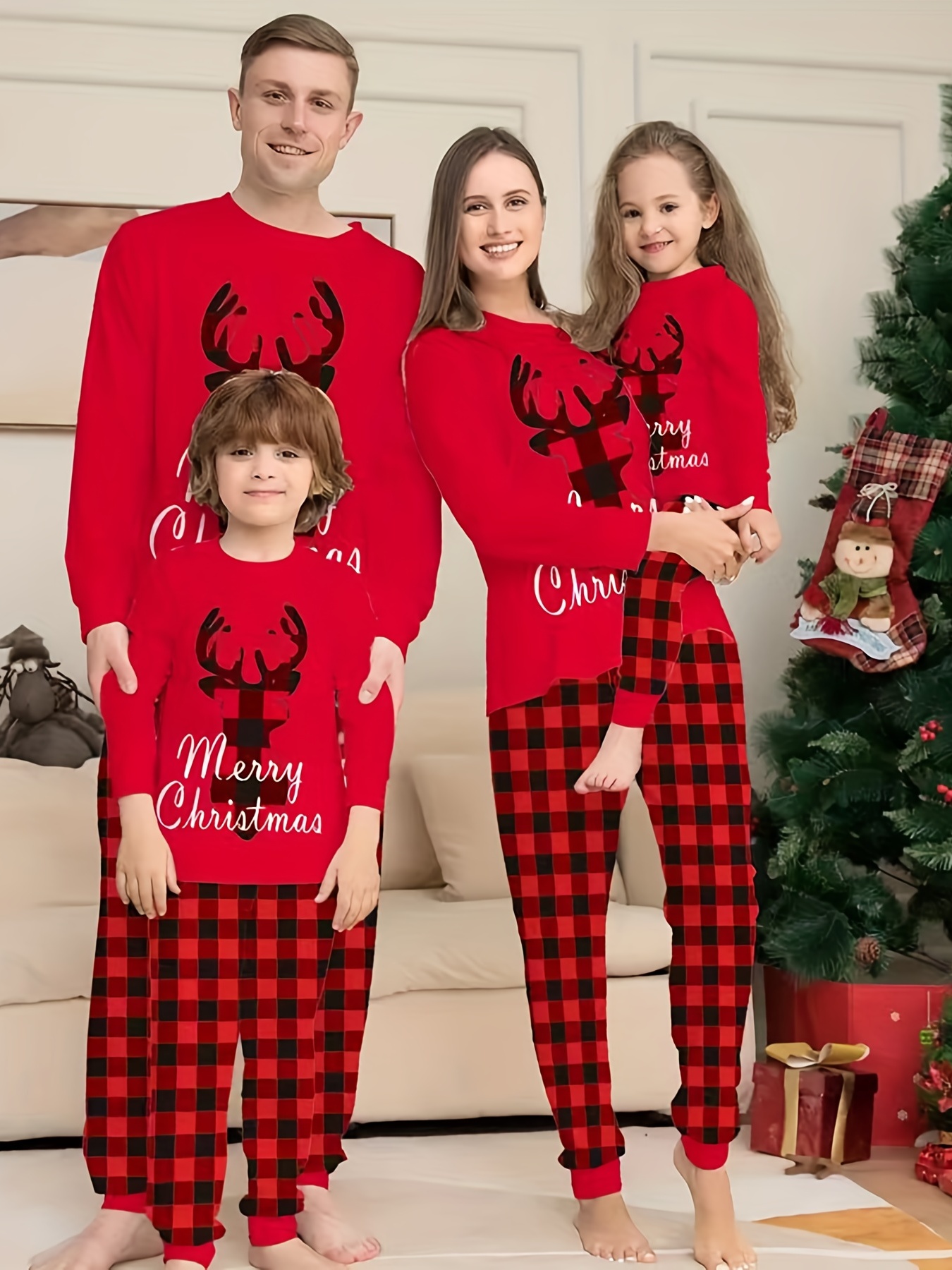 Mom Set Christmas Family Pajamas Nightgown Matching Sets - Temu