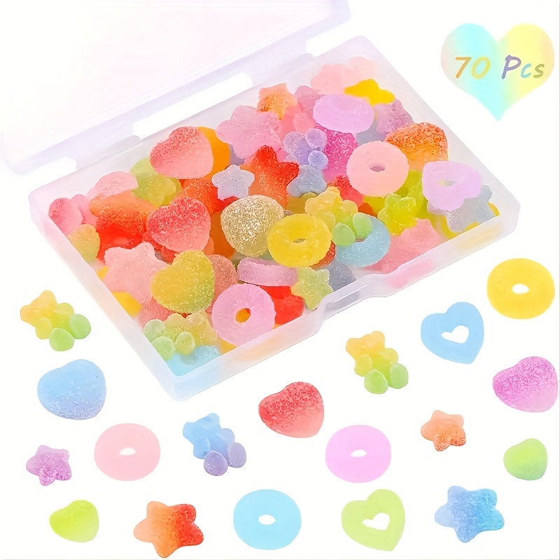 120pcs Slime Charms Resin Fake Candy Charms Kawaii Cute Set Mixed Assorted  Sweets Flatback Slime Beads Making Supplies For Diy Craft Making And Orname