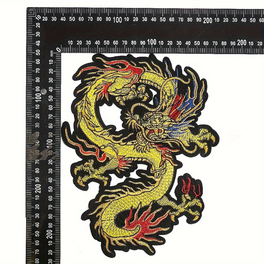 Golden Dragon Embroidery Patch Men Fashion Iron Patch - Temu