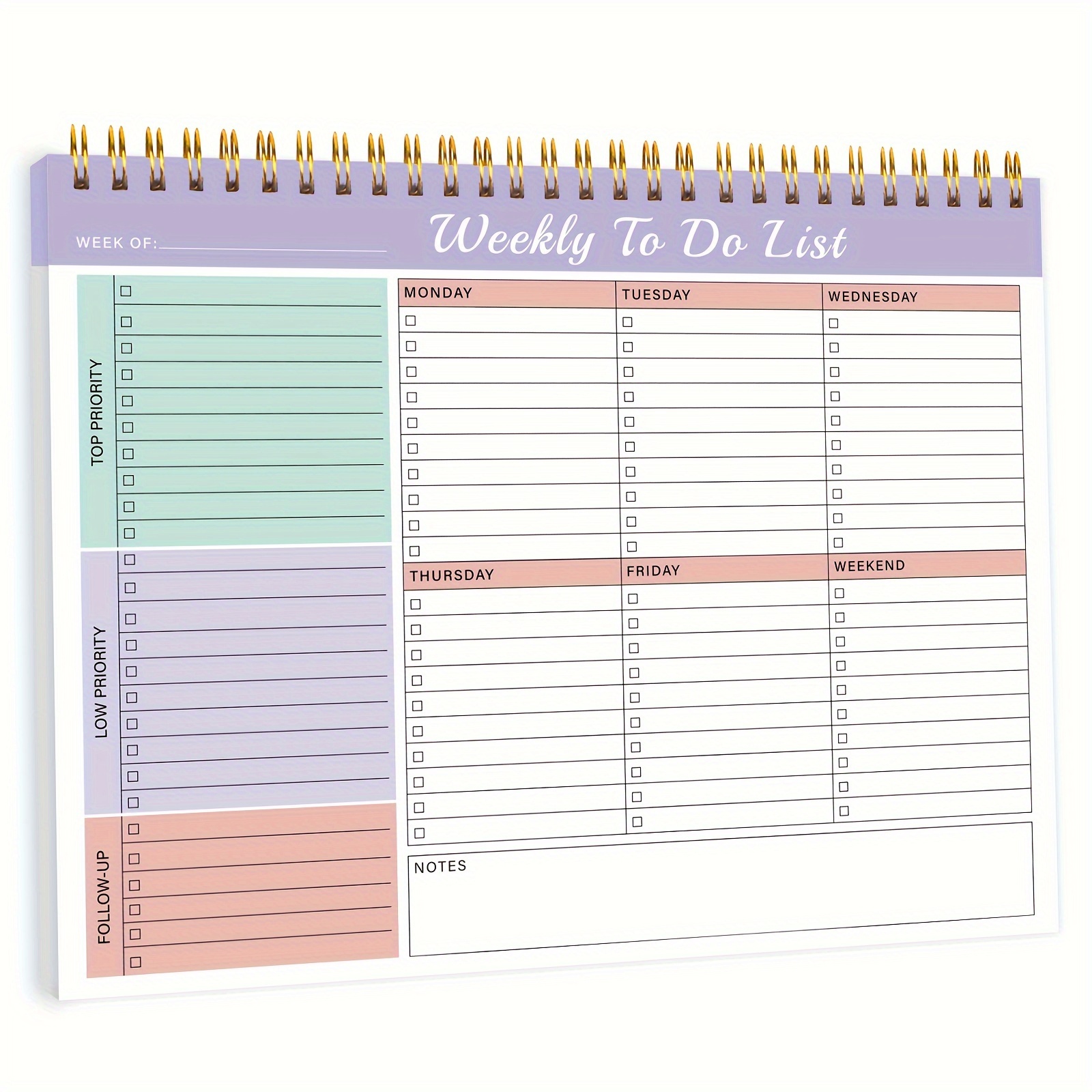 Weekly Planner Pad Spiral Weekly Planner Undated 52 Page - Temu