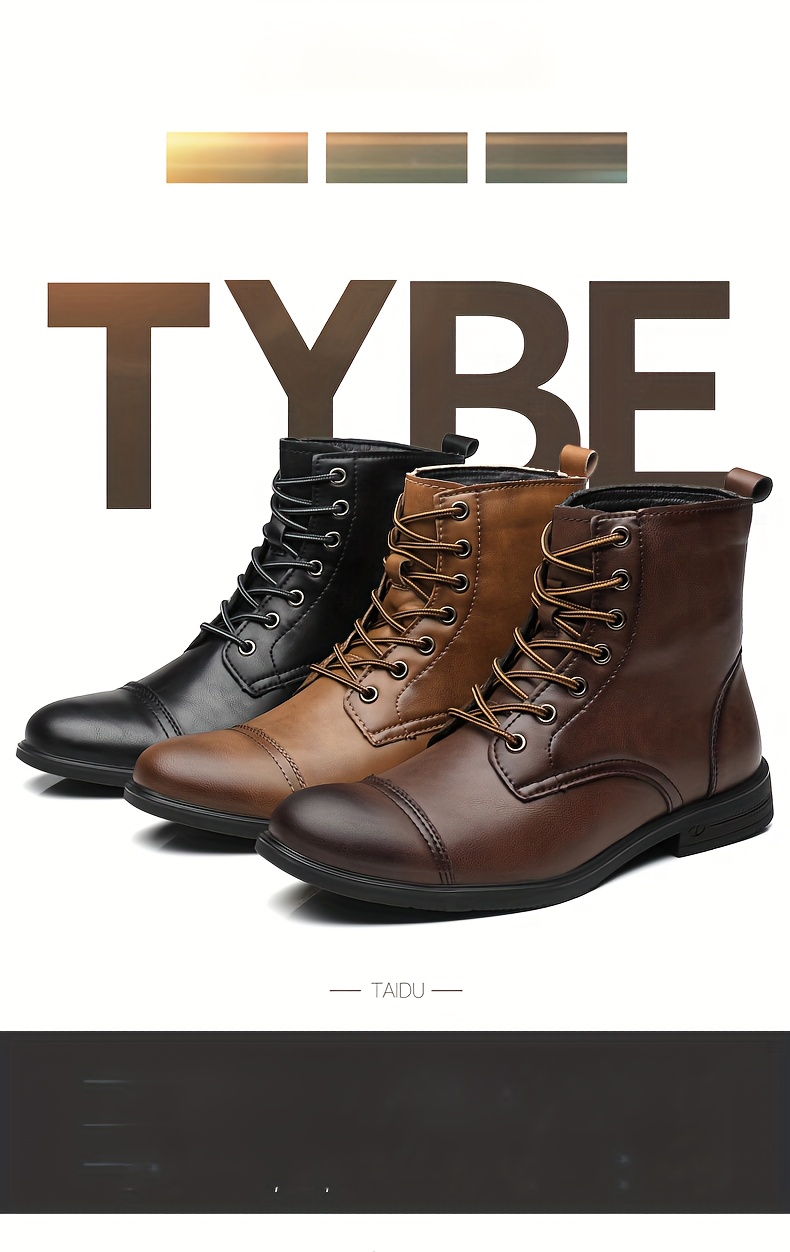 Mens Toe Leather Dress Boots Dress Shoes Boots Casual Walking Shoes ...