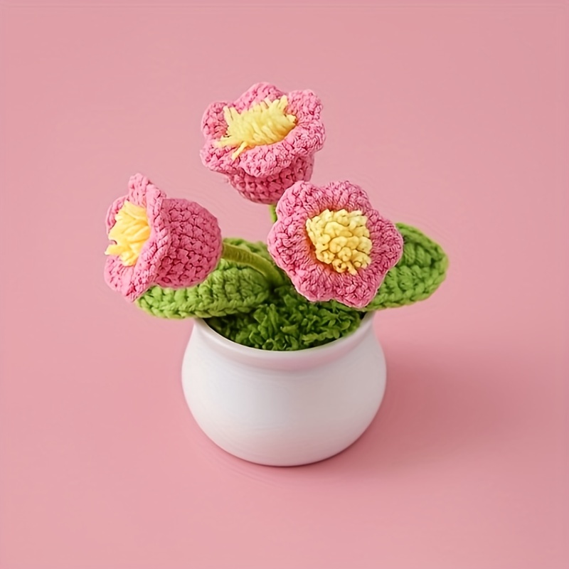 Handmade Multicolor Flowers Crochet Potted Plants Completed – lunviu