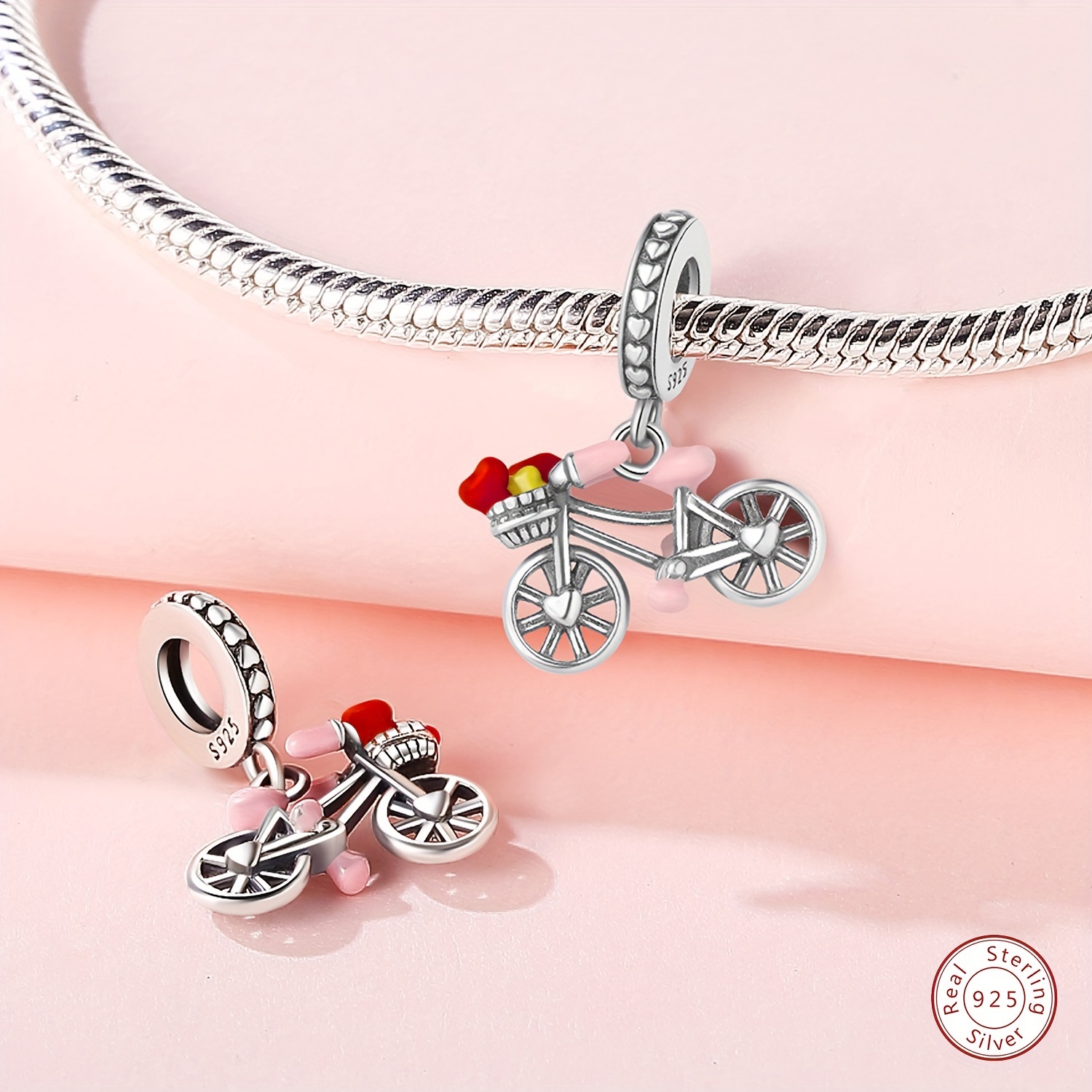 Charm For Bracelet Or Necklace Sterling Silver 925 Acuarela