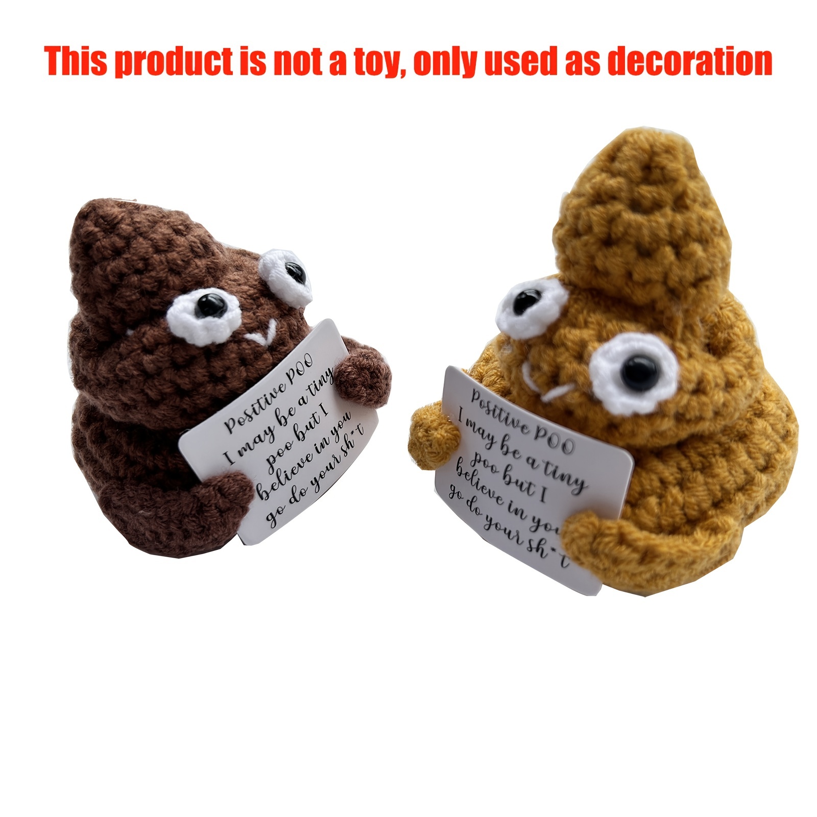 Positive Poo Funny Crochet Positive Potato Partner with Positivity  Affirmation Card for Hilarious Encouragement Gag Gifts, Positive Poo 