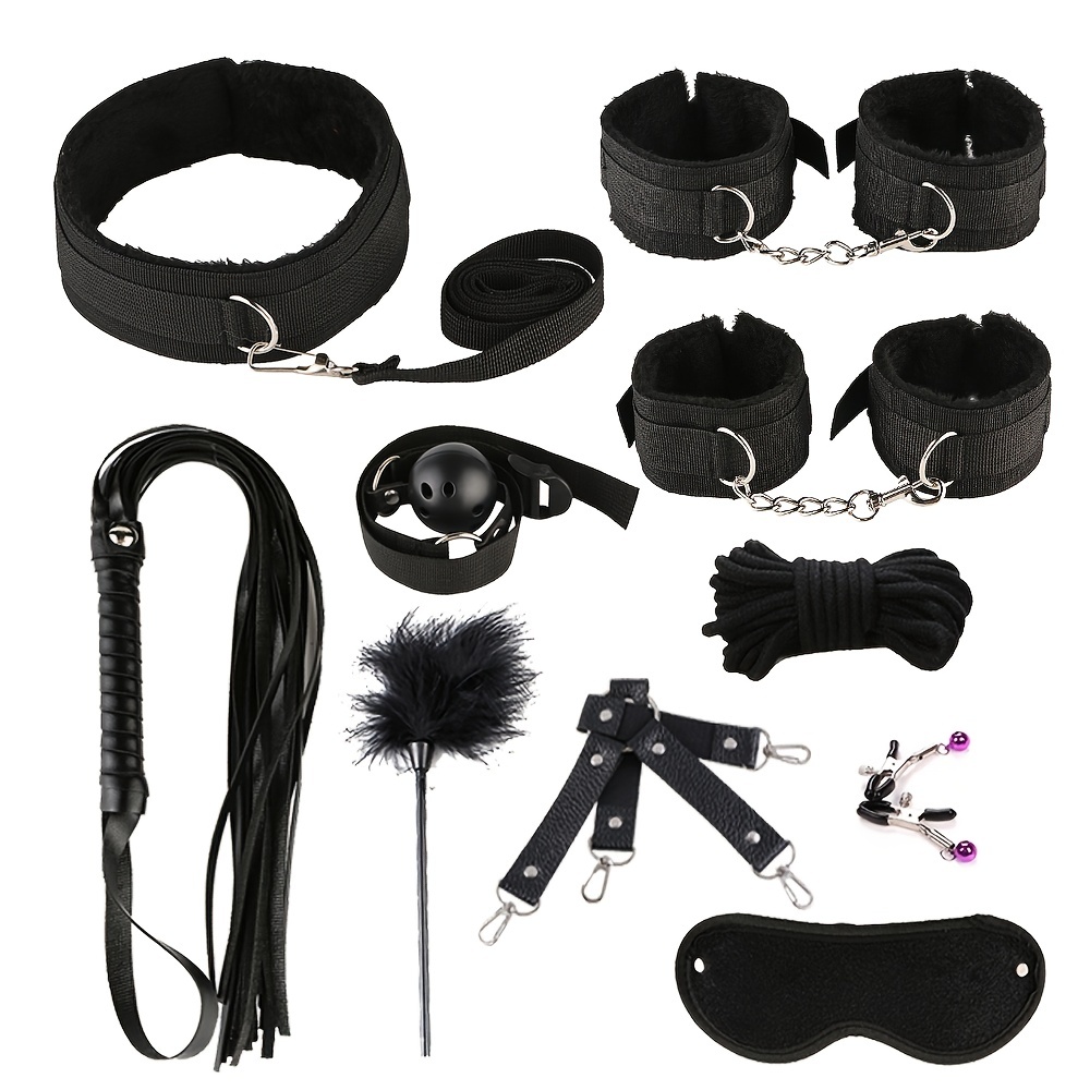 BDSM Toys Sex Play Game for Couples Wrist, Ankle, Thigh Cuffs & Neck Collar  7 pc