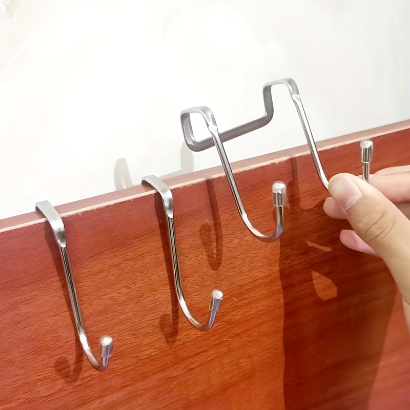 1pc Stainless Steel Over Door Hook, Punch Free Double S Hook, Hooks For  Hanging Clothes, Towels, Sundries, For Kitchen, Bathroom, Bedroom And Office