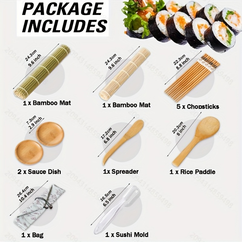 Sushi Making Kit Bazooka Maker Bamboo Sushi Mat Chopsticks Sauce