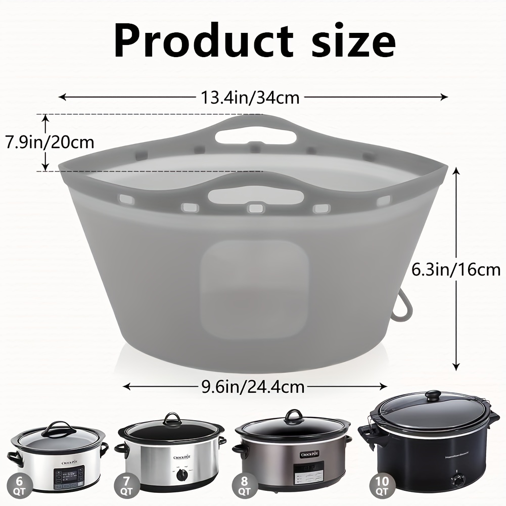 1pc Slow Cooker Liners - Reusable Pot Liner Leakproof & Easy Clean Silicone  Divider Fit 6-8 Quarts Slow Cooker Oval Or Round Pot