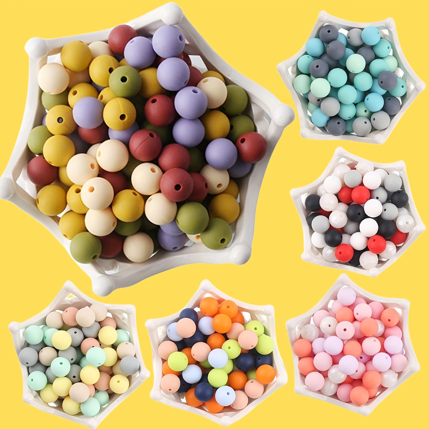 

50pcs/pack 12mm Colorful Mixed Round Silicone Solid Color Beads Fashion For Earrings Bracelet Necklace Bag Chain Keychain Jewelry Diy Handmade Craft Supplies