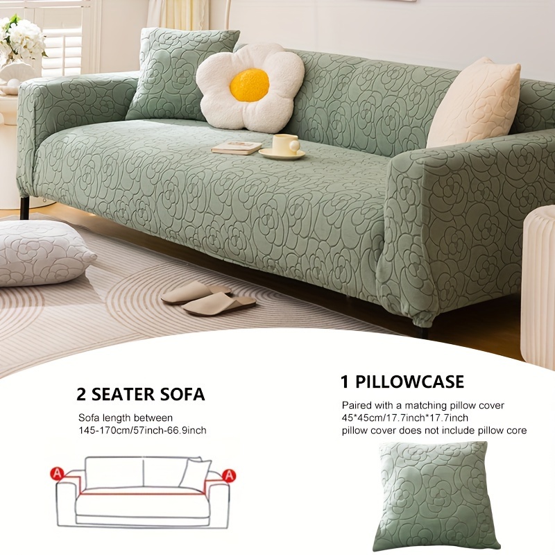 Anti Slip Durable Elastic Solid Color Flower Jacquard Sofa Temu New