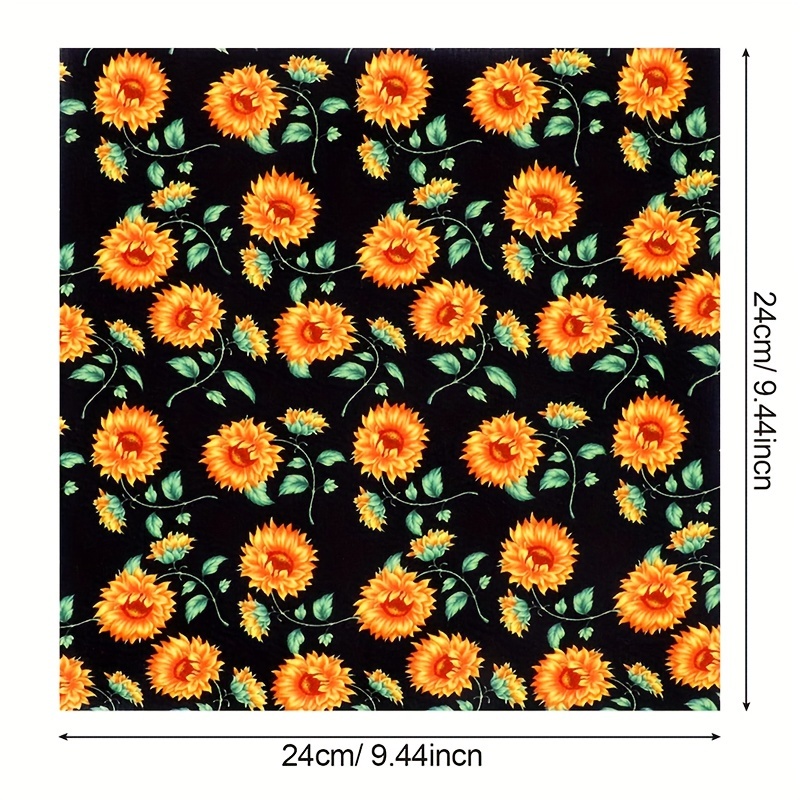 Sunflower Printed Polyester Cotton Fabric For Patchwork - Temu