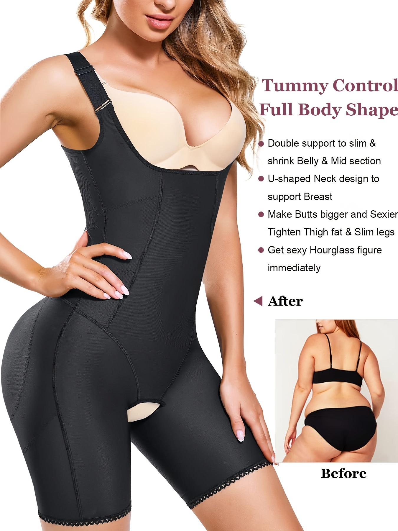 Women's Sleeveless Shapewear Jumpsuit Tummy Control Butt - Temu
