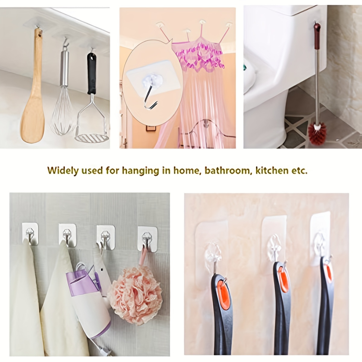 10PCS frosted self-adhesive hooks are suitable for shower towels, wall hooks  are essential for hanging bathrooms, kitchens, outd - AliExpress