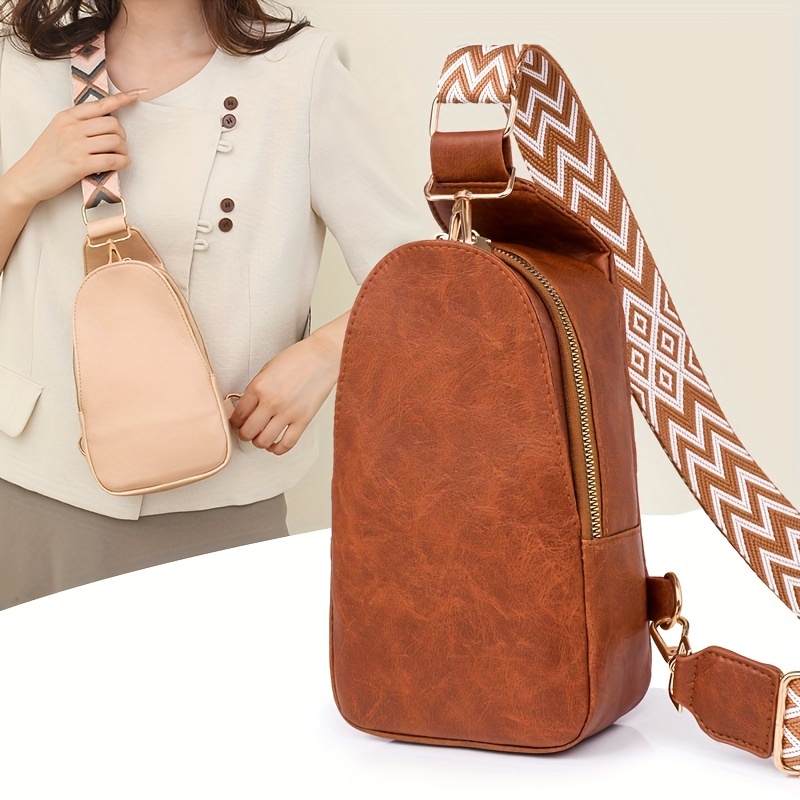 Women's Vintage Leather Chest Sling Bag