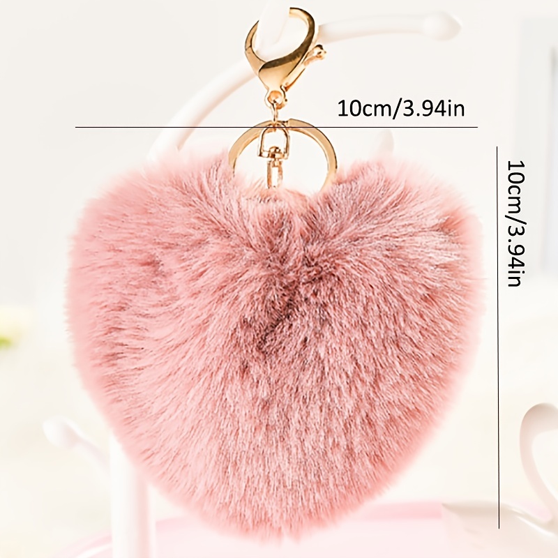 Pink Plush Heart Bag Charm & Key Chain