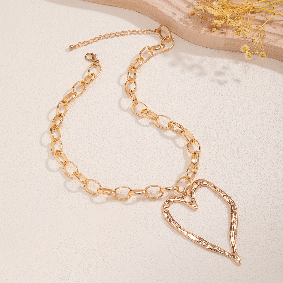 Bold Heart Pendant Necklace with Sharp Angles