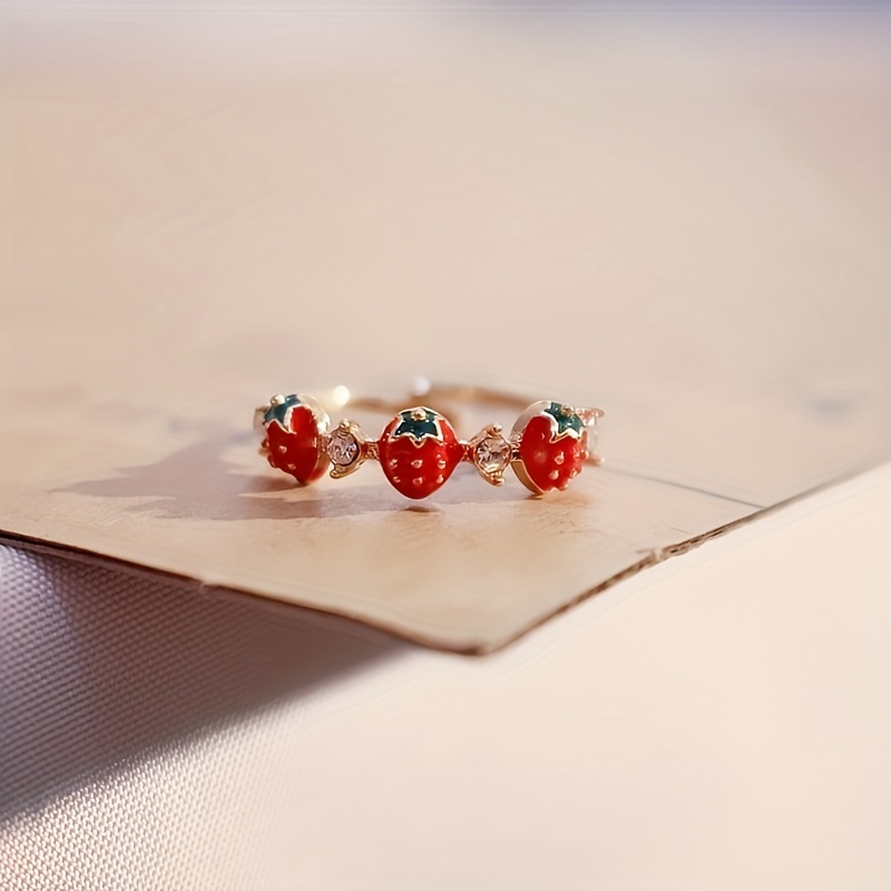 Strawberry Ring 14K Plated Open Ring