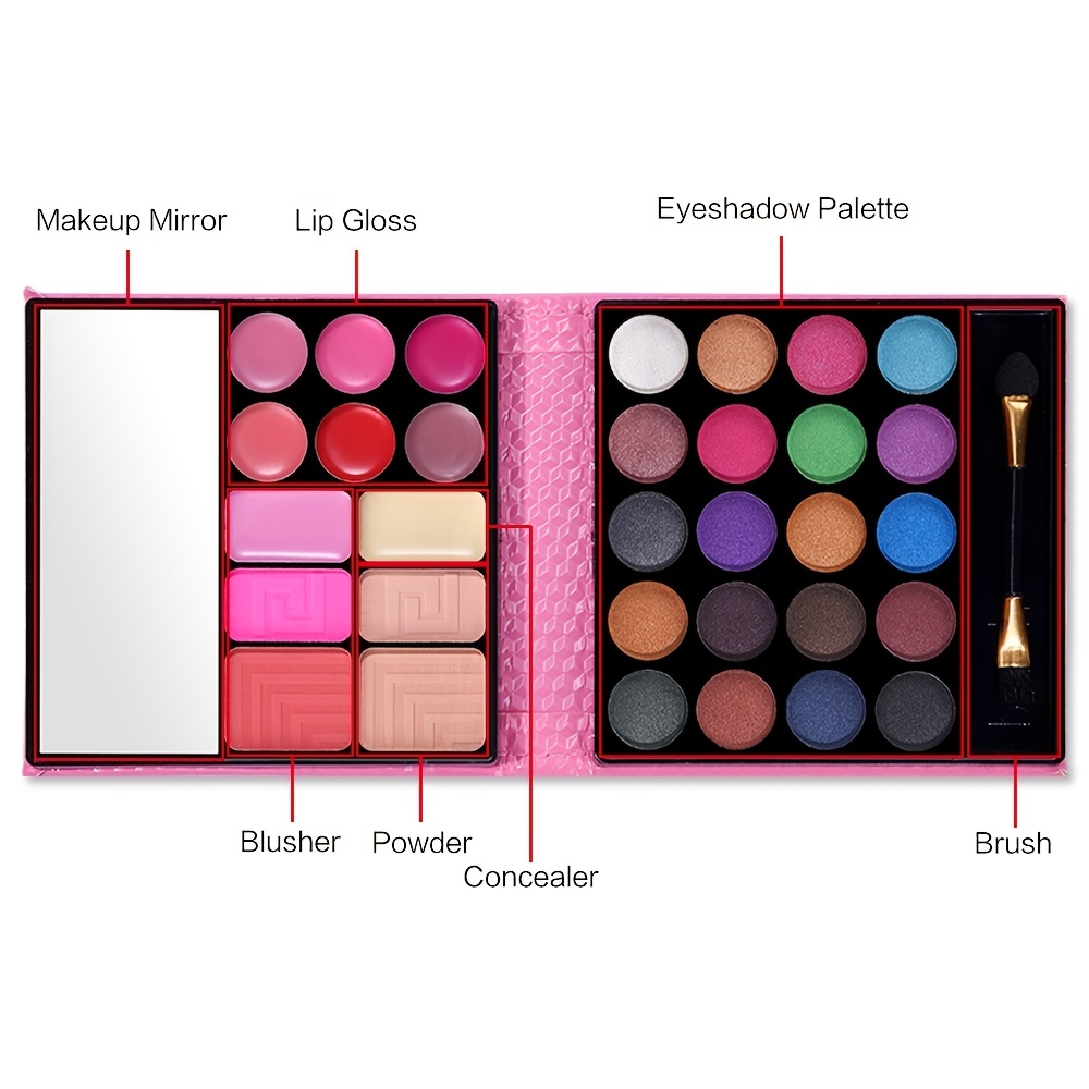 All In One Makeup Kit - 20 Eyeshadow 6 Lip Glosses 3 Blushers - Make Up Gift Set