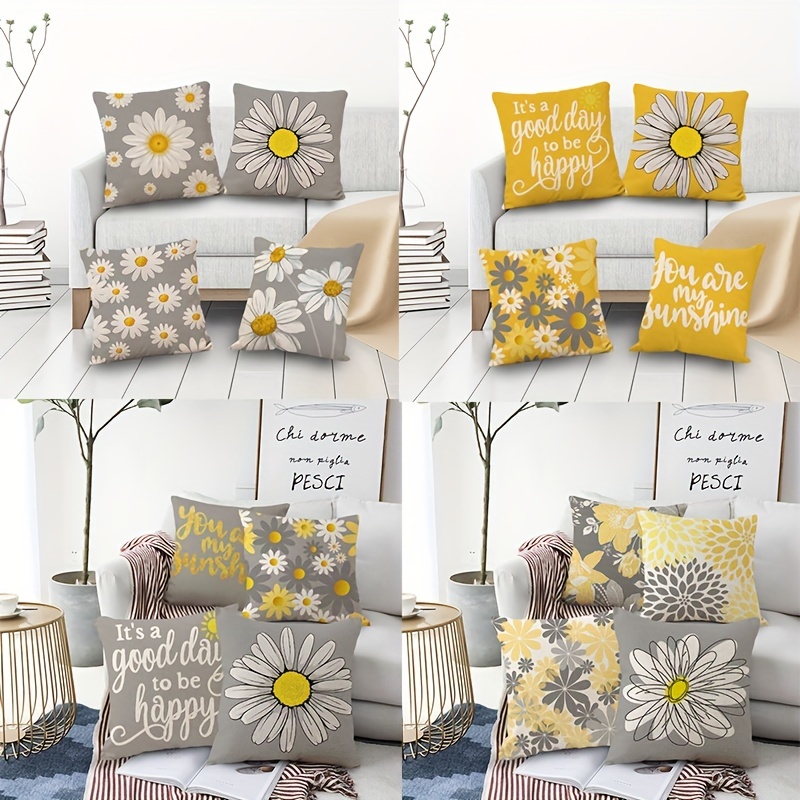 Decorative Pillow Covers 18 X 18 Daisy Decor Outdoor Summer Couch Throw Pillow  C