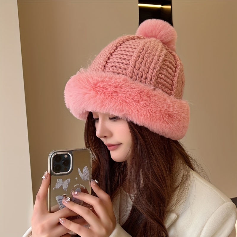 Gorro Invierno Tejido Pompones Gorros Cálidos Prueba Frío - Temu