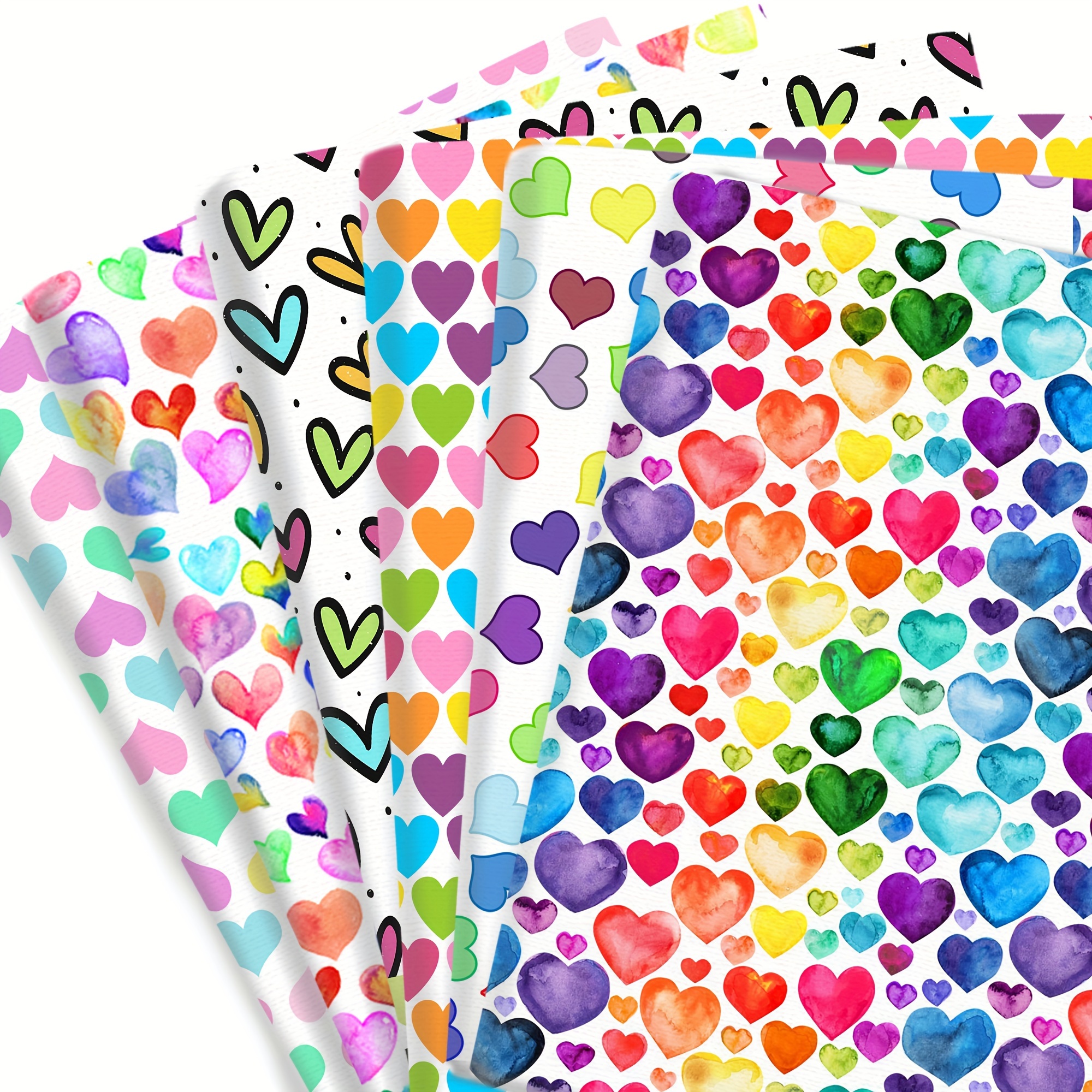 

1pc Rainbow Heart Shape Printed Polyester Cotton Fabric For Valentines Day Patchwork Sewing Quilting Needlework Fabrics