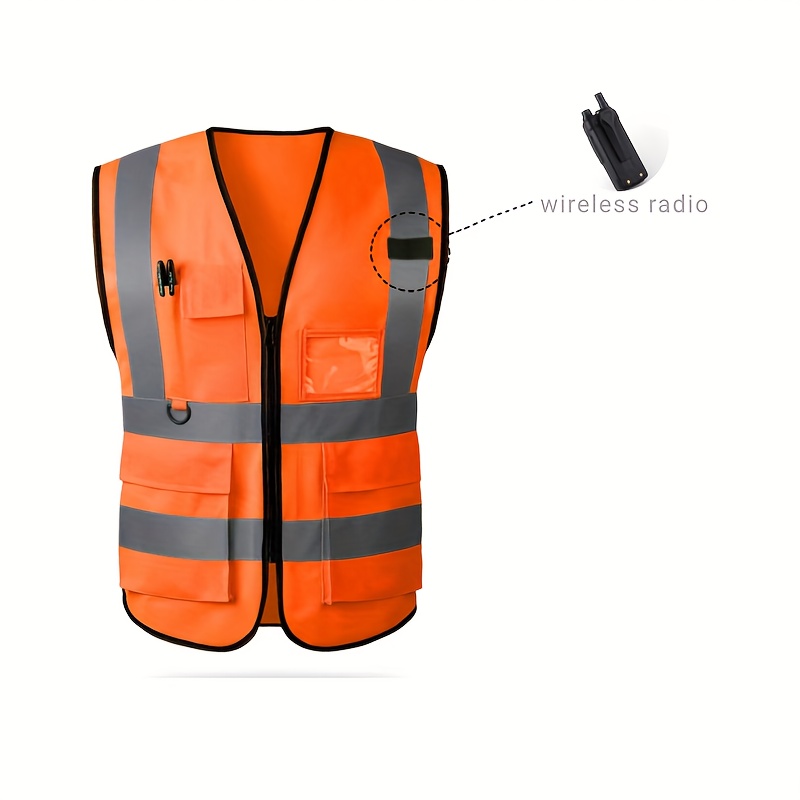 Chaleco reflectante de seguridad de alta visibilidad con bolsillos y cierre  de cremallera, chaleco de trabajo Hi Vis, Negro 
