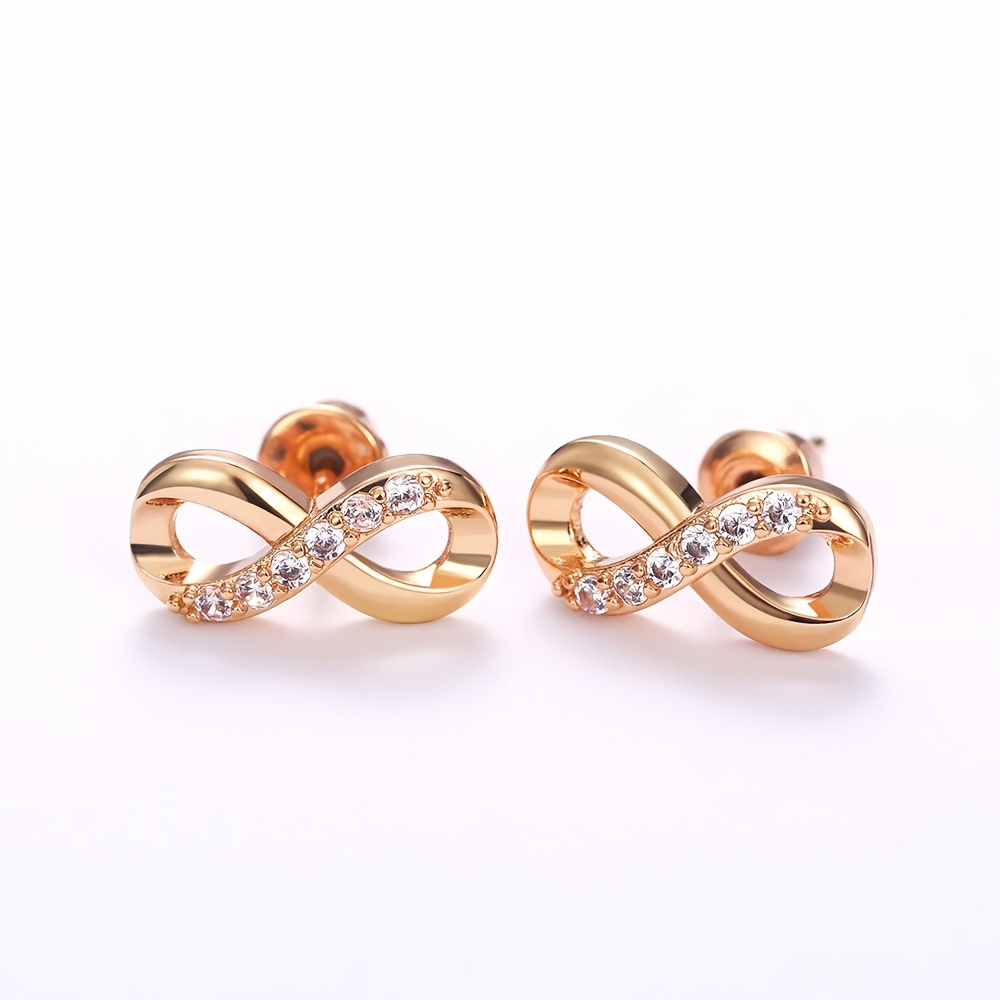 Lucky Cubic Zirconia Infinity Stud Earrings