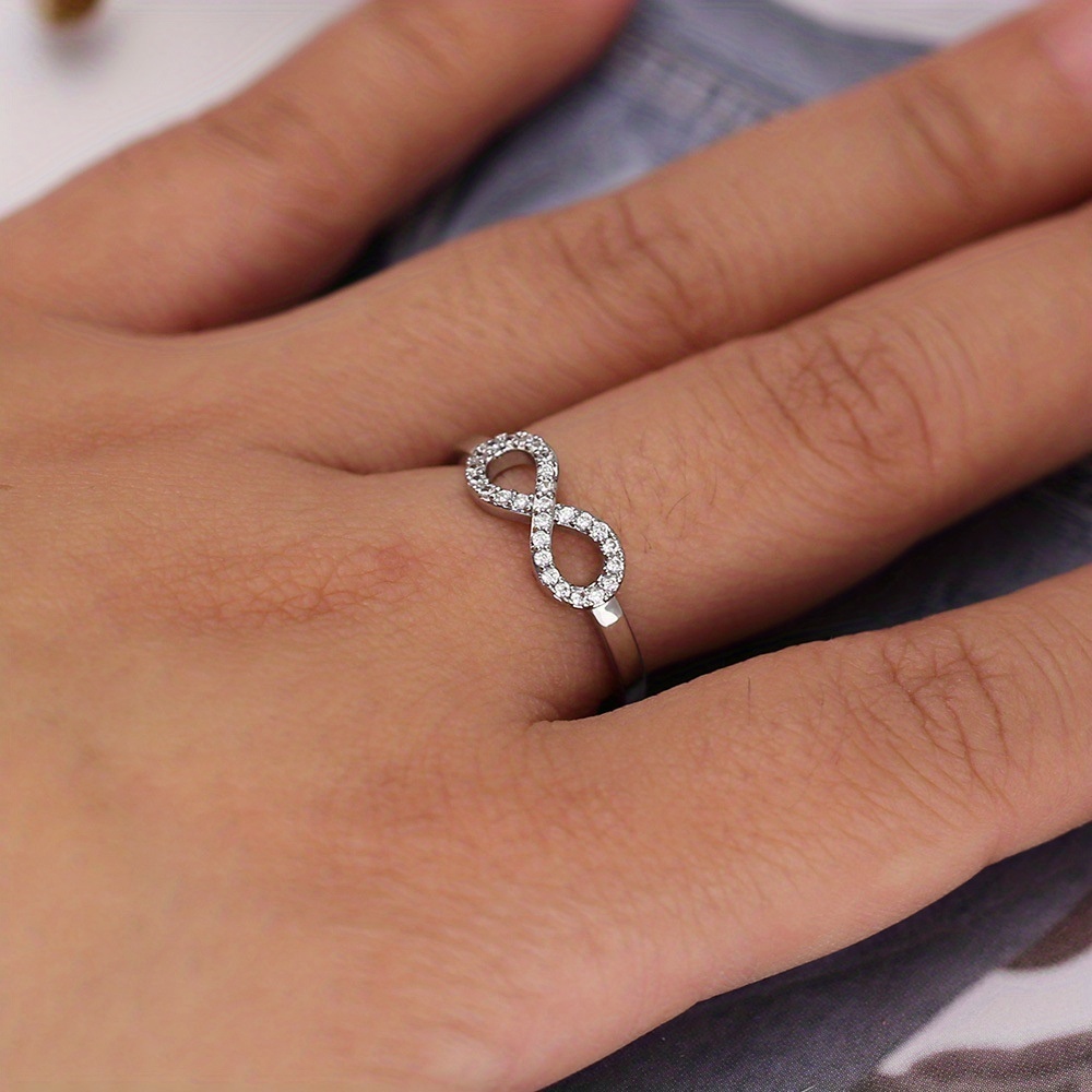 Men's 925 Silver Infinity Endless Love Zircon Ring 8 Shape