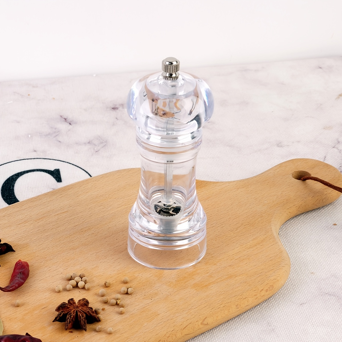 Pepper Grinder Household Sea Salt Ginder Clear Acrylic Spice - Temu