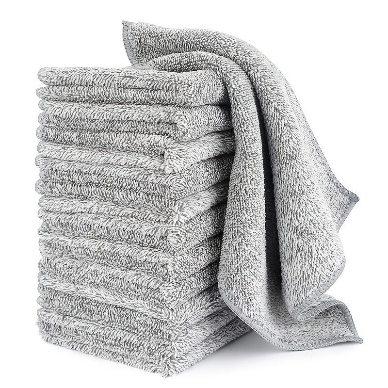 4 Pcs Kitchen Dish Towels Cloths For Washing Dishes Highly Absorbent  Cleaning Cloth Fast Drying Tea Towels with Bamboo Charcoal