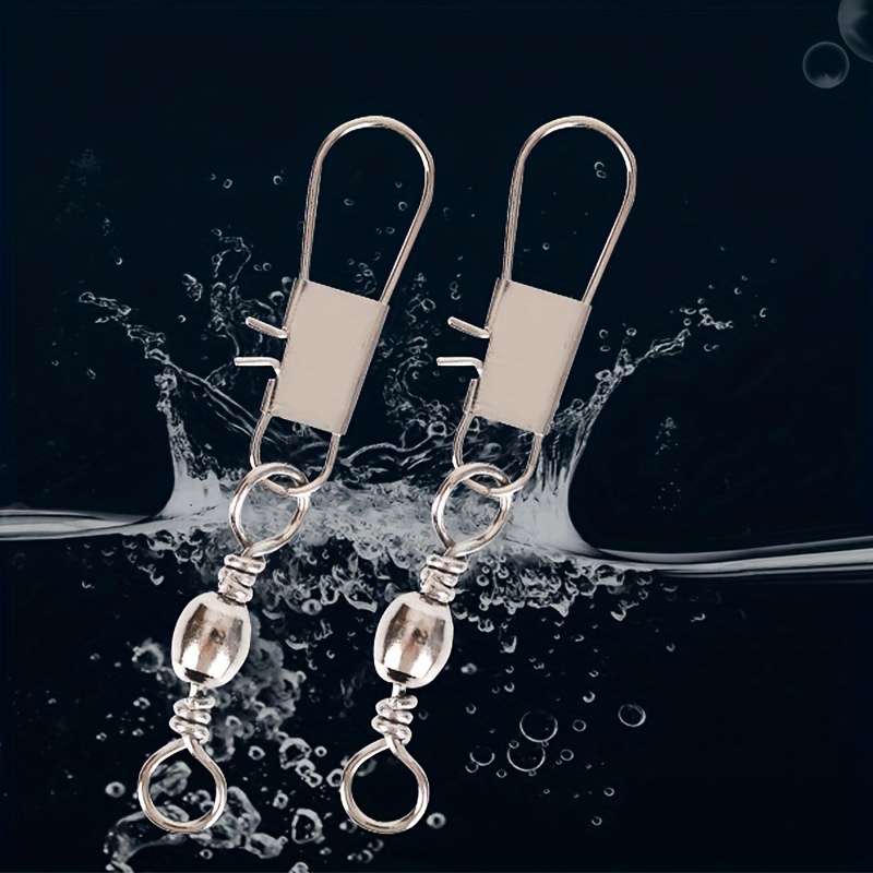 30pcs Fishhook Connectors Barrel Swivel Safety Snap Solid Ring Fishing