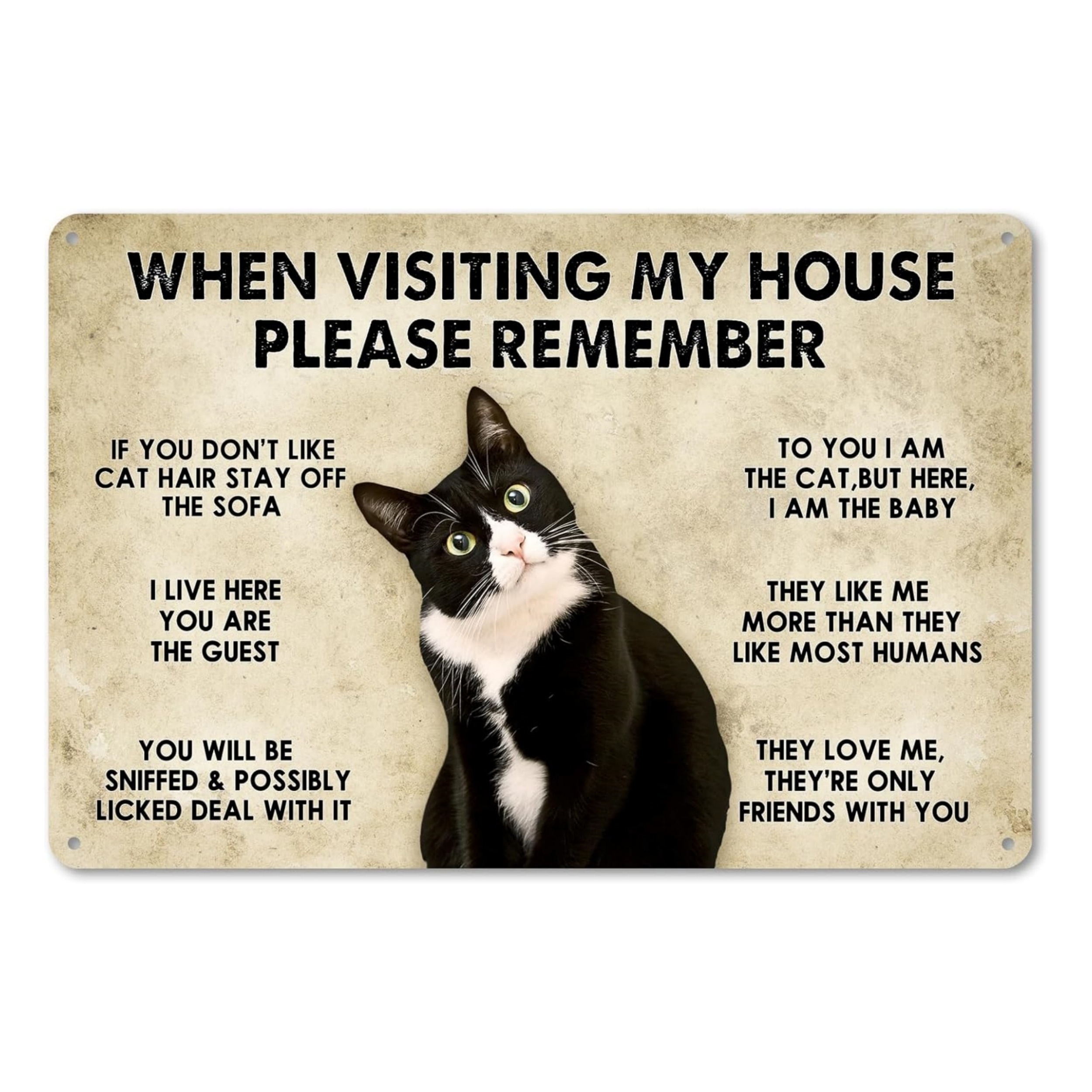 

1pc, Cat - House Rules Funny Metal Tin Sign (11.81"x7.87"/30x20cm), Novelty Home Decor
