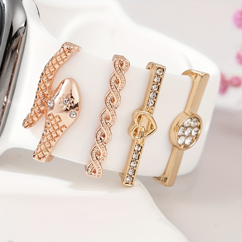 Accesorios de correa de silicona para reloj inteligente, anillo decorativo  con adornos de diamantes para pulsera de Apple Watch