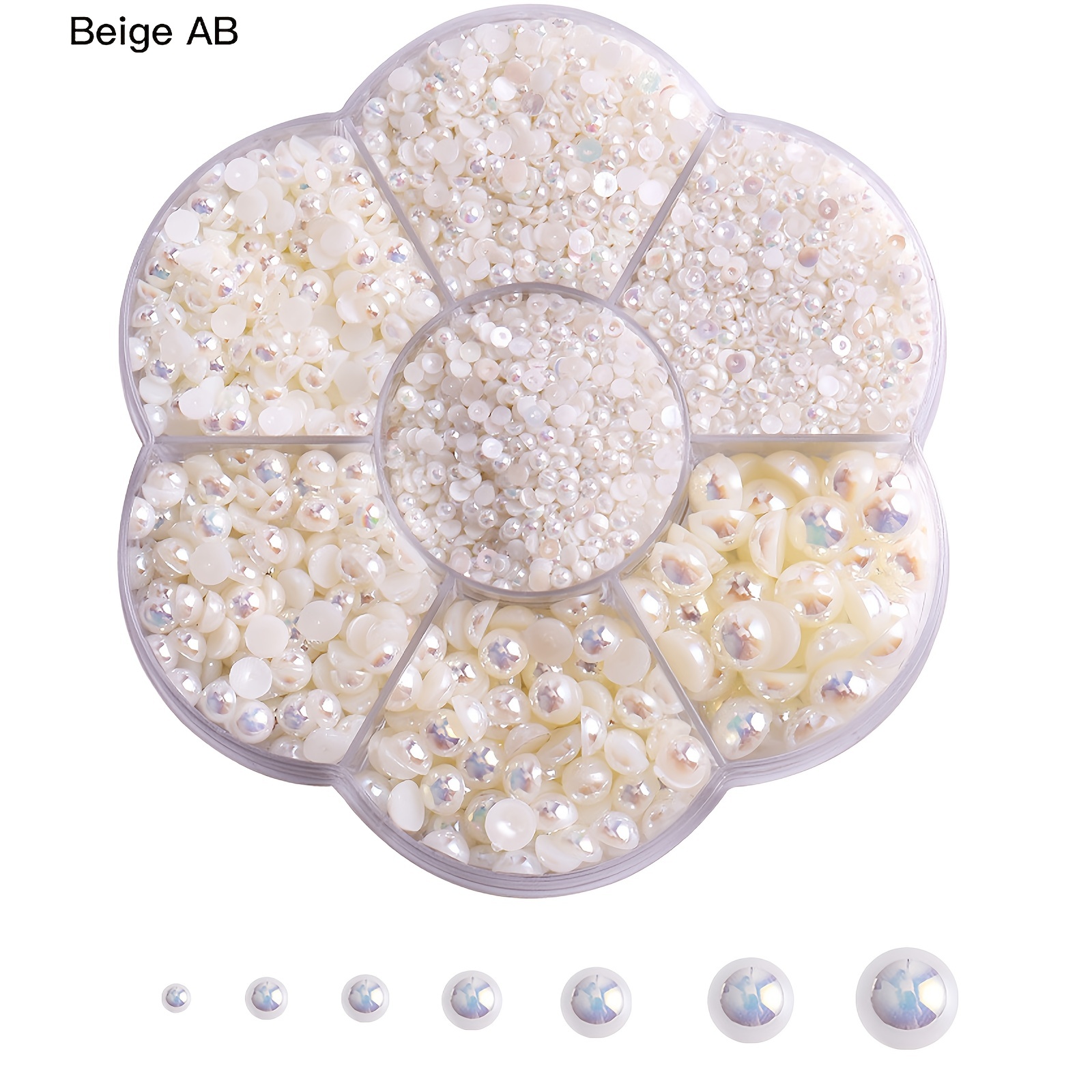White 800pcs Mixed Sizes / 2-10mm Flat Back Pearls Bead 2mm 