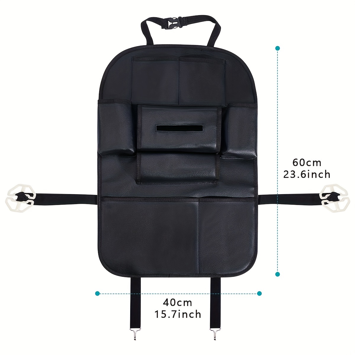 Accesorios Para El Automóvil Bolsa De Almacenamiento Para El Respaldo Del Asiento Del Automóvil, Cuero De PU, Resistente Al Agua Y Duradero Organizador Del Asiento Del Automóvil Kick Mats Bolsa De Almacenamiento Para El Asiento Trasero Con Varios Bolsillos